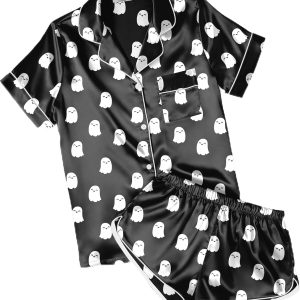 Satin Finish 2 Piece Short Pyjama Loungewear Set