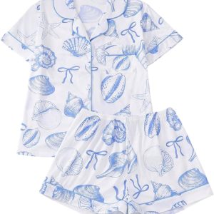 2 Piece Cute Beach Pajama Set