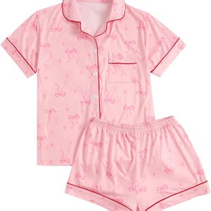 Bow Beach Print  Pajama Set