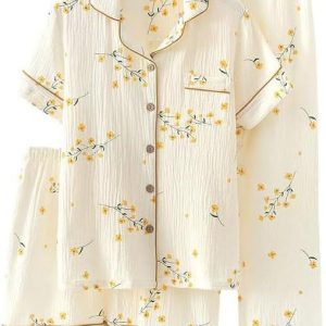 Womens 3pcs Cotton Pajamas Set