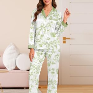 Satin Finish Satin Pajama Set for Women